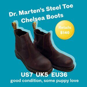 Dr. Marten's Steel Toe Chelsea Boot Brown Leather US 7 EU 38 UK 5
